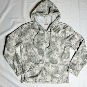 Free Hearts Women’s Camo Zip-Up Hoodie XS O-Ring Zipper Soft Fleece